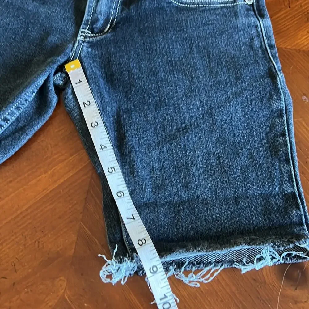 Zippy Ziggy Blue Denim Jeans Shorts Juniors Size 26 Cut offs Long Roll Up